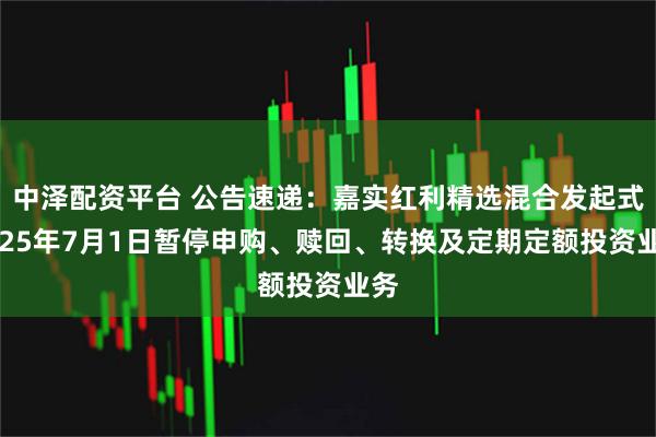 中泽配资平台 公告速递：嘉实红利精选混合发起式2025年7月1日暂停申购、赎回、转换及定期定额投资业务